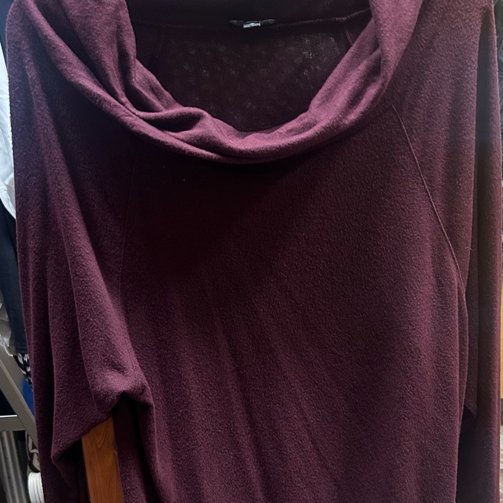 Express maroon Cowl Neck Long Sleeve